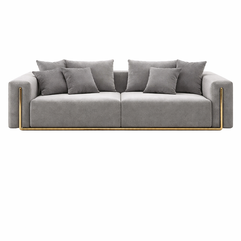 Colossal Modern Gray Cotton & Linen Upholstered Sofa