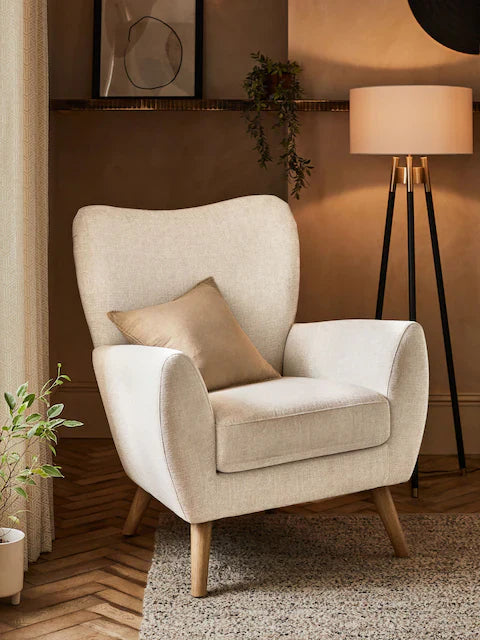 Tweedy Plain Light Natural Wilson II Highback Grande Armchair