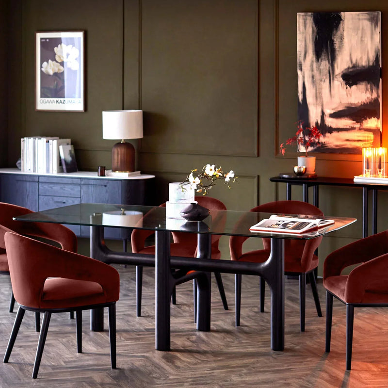 Buggati Modern Minimalist Glass Top Dining Set