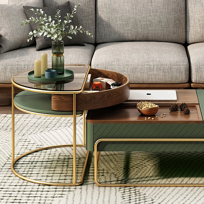 Jasper Wooden Empiro Green Coffee Table Set