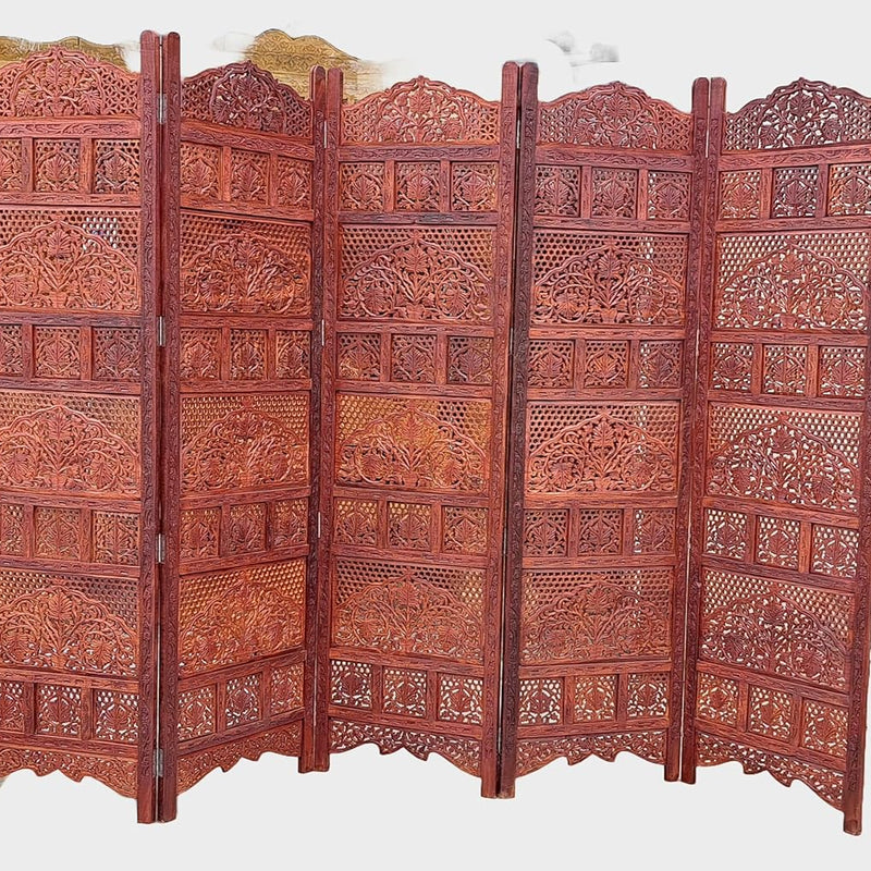 LIVING CONCEPT HANDICRAFTS Luxury 4-Panel Sheesham Wood Room Divider Wooden Room Partition/Screen/Room Divider/Room Natural Finish