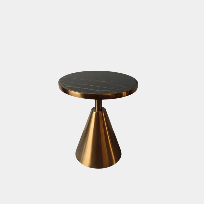 Luxury Brass and Marble Cone-Base Side Table