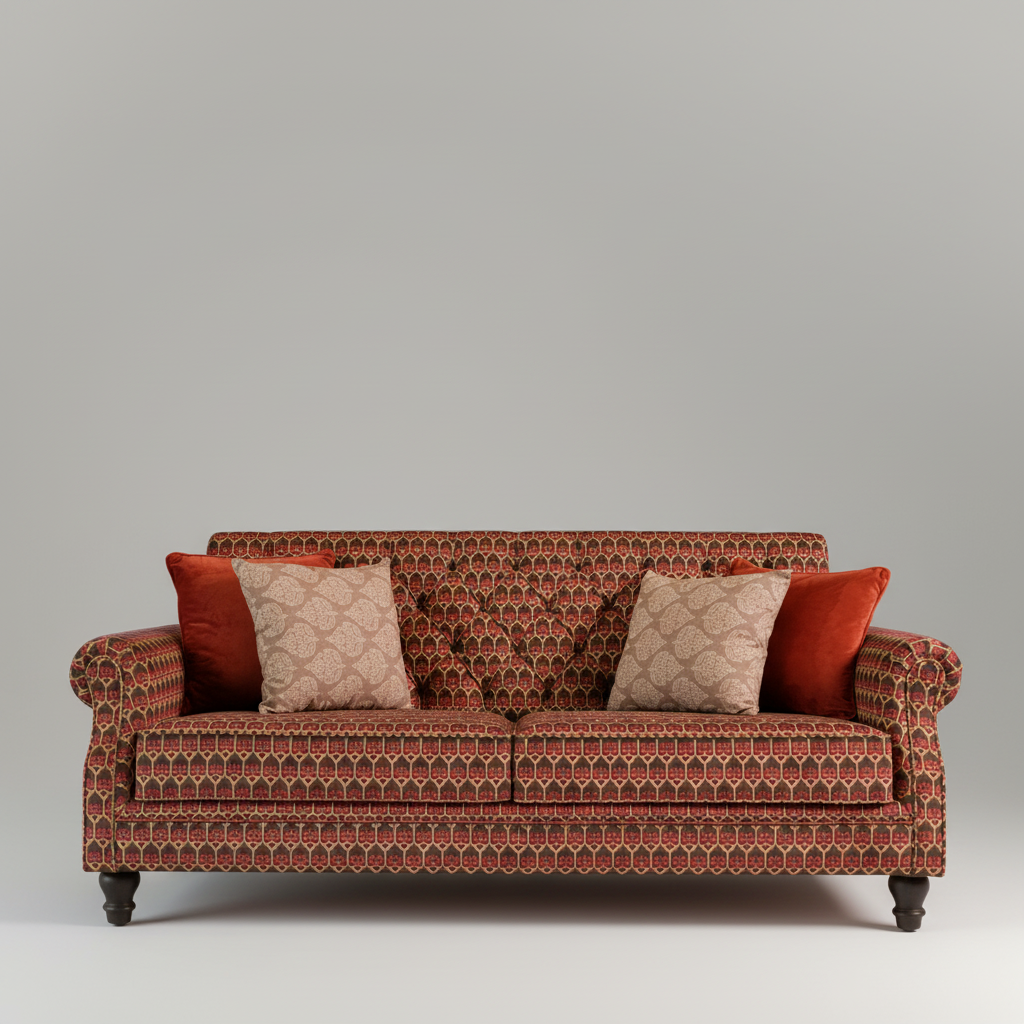 Mocharosa Sofa — Printed Rolled-Arm, made to order by Wooden Empiro — view 3