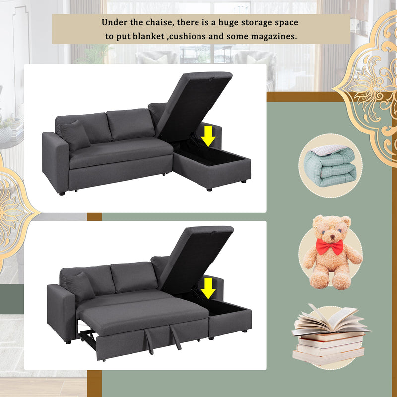 Rasa L-Shaped Sectional Sofa Bed Cum Bed with Hidden Storage
