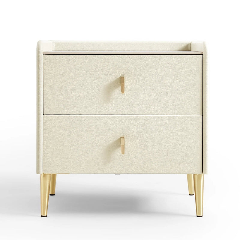 Aurora Cream Side Table with Sleek Gold Legs
