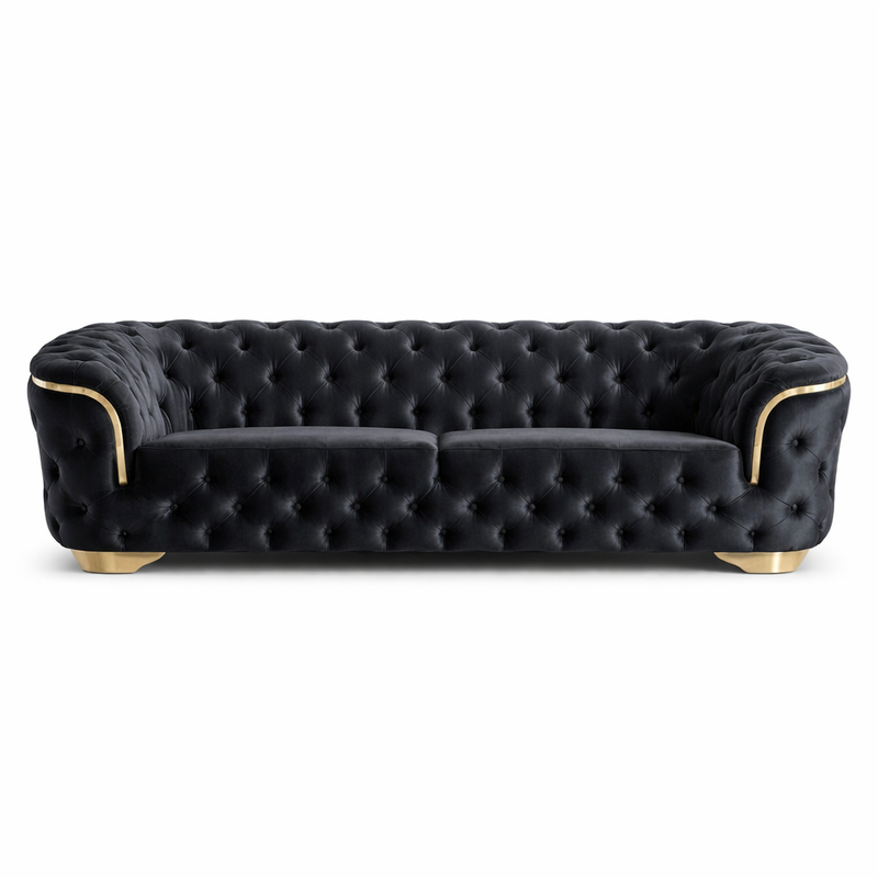 Armani Luxurious Indoor Velvet Chesterfield Lounge Sofa And Corner Sofa Set