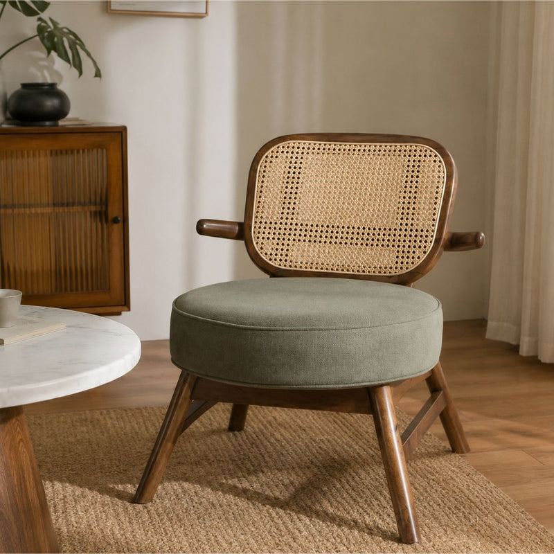 Abby Wooden Plush Armchair