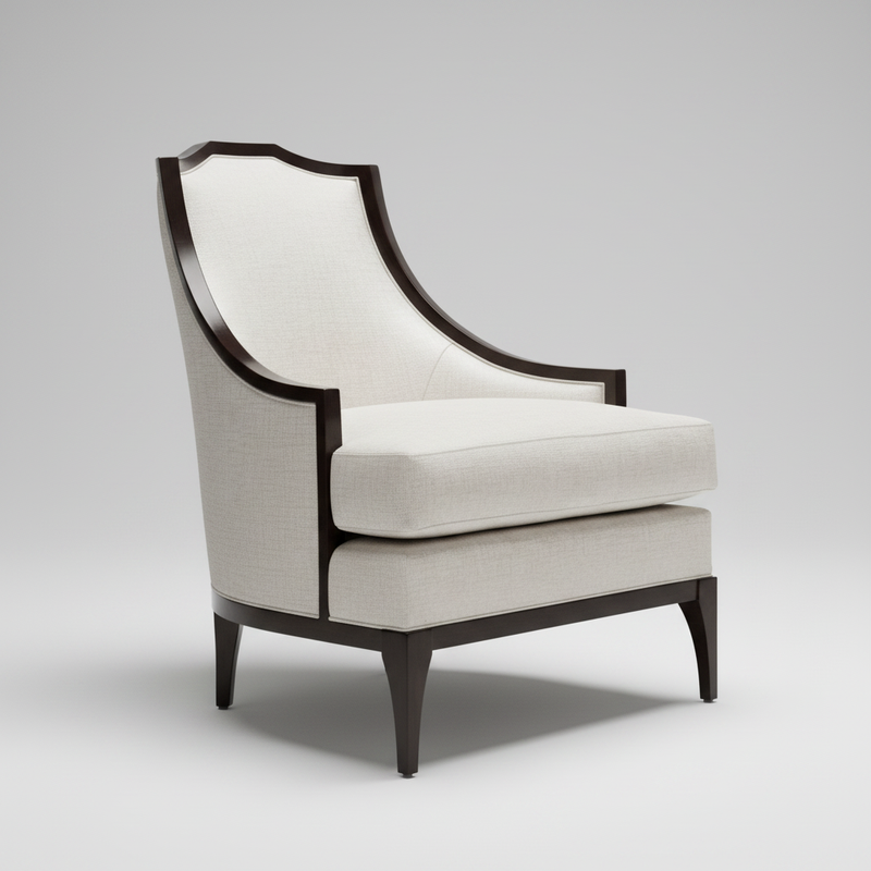 Shield Back Chair – Carved Wood Accent Chair