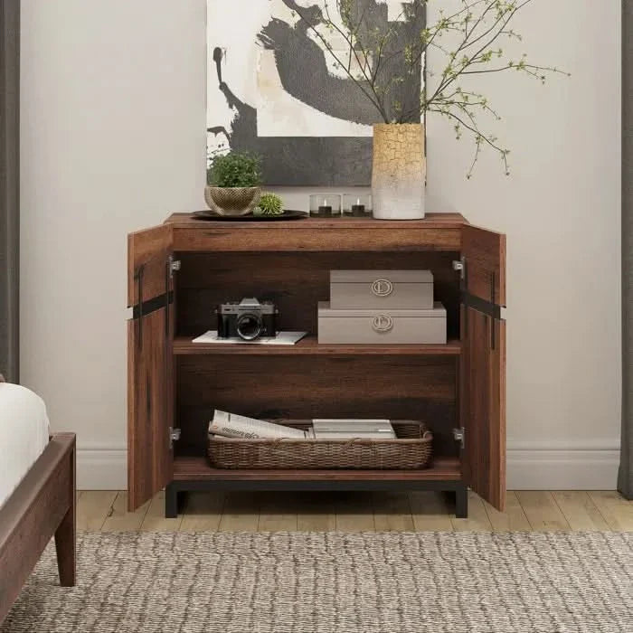 Modern Walnut Storage Cabinet – Sleek Design with Adjustable Shelves