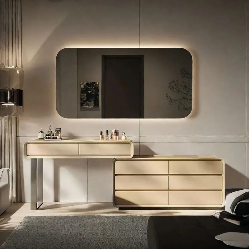 Modern Minimalist Vanity and Dresser Set