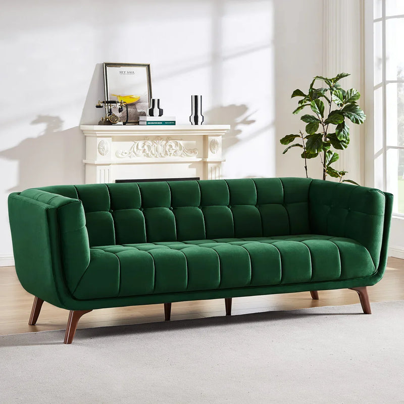 Hikin Modern Velvet 3-Seater Sofa with Tufted Design - Craft Decor