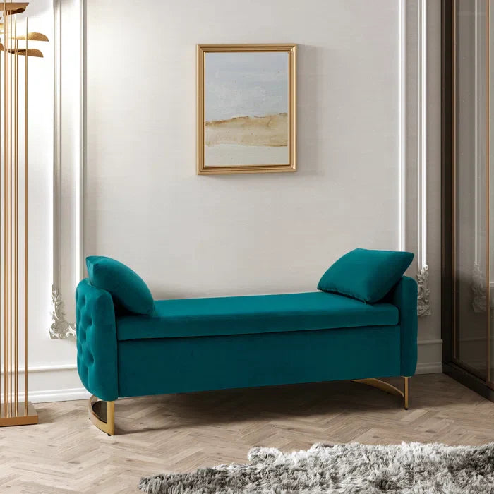 Hekil Upholstered Flip Top Storage Bench with Two Pillows - craft decor