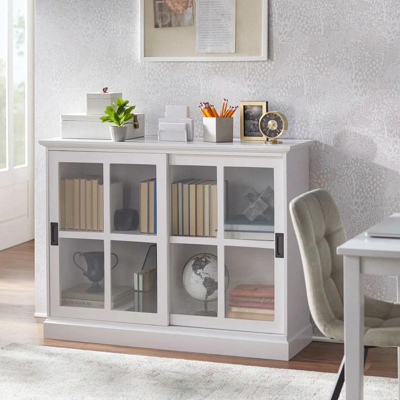 Elegant Sideboard Cabinet – Fluted Glass Doors & Traditional Molding