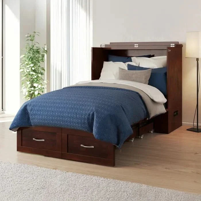 Murphy Bed Chest with 6" Mattress, Storage and Built-in Charger - Craft Decor