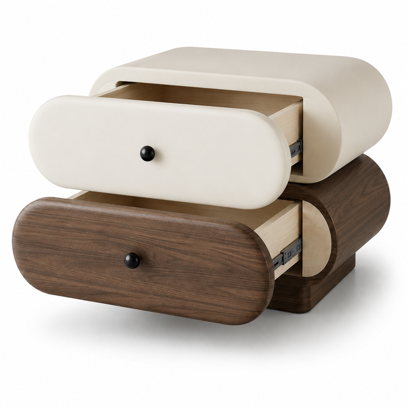 The Orvyn Luxury Bedside Table — Modern Wooden Nightstand with 2 Drawers