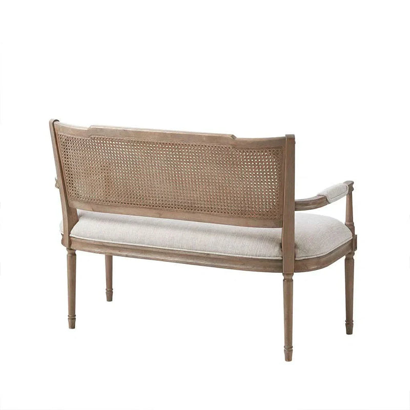 Comfortable Farmhouse Upholstered Settee with Plush Pillow Arms