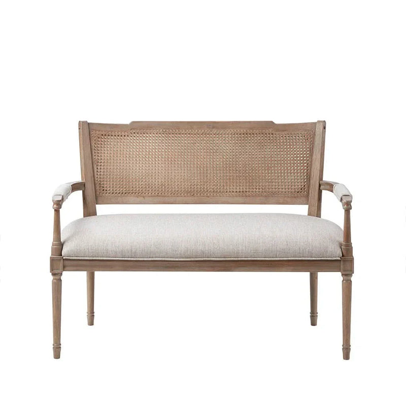Comfortable Farmhouse Upholstered Settee with Plush Pillow Arms