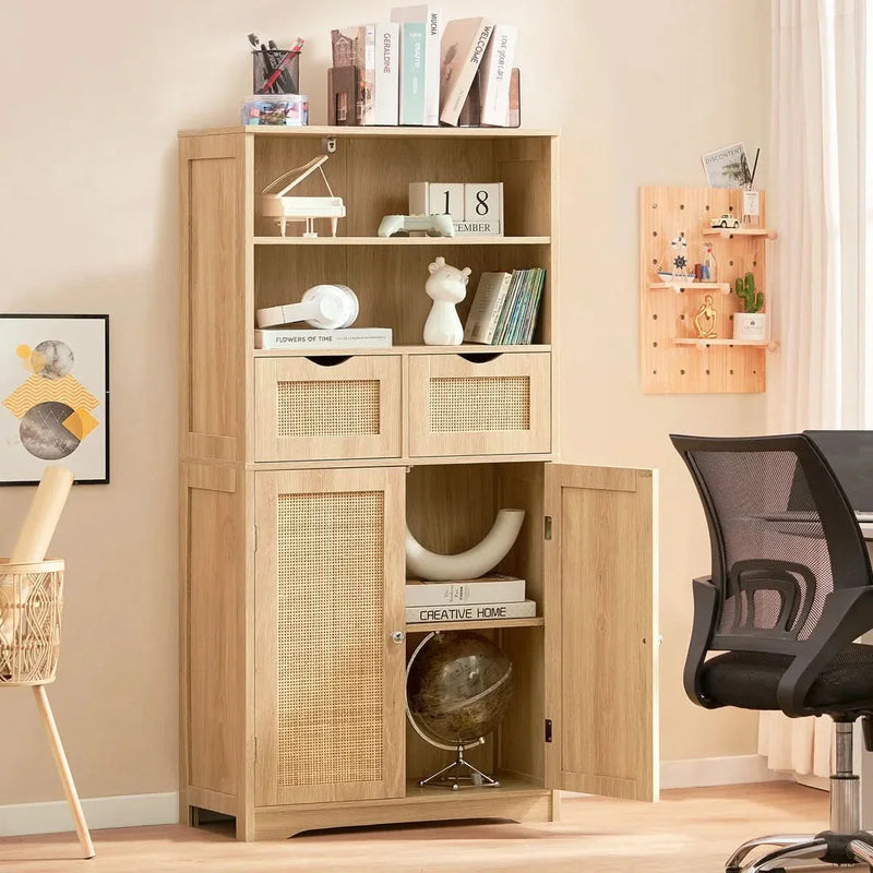 Accent Rattan Cabinet, Storage Cabinet with 2 Drawer