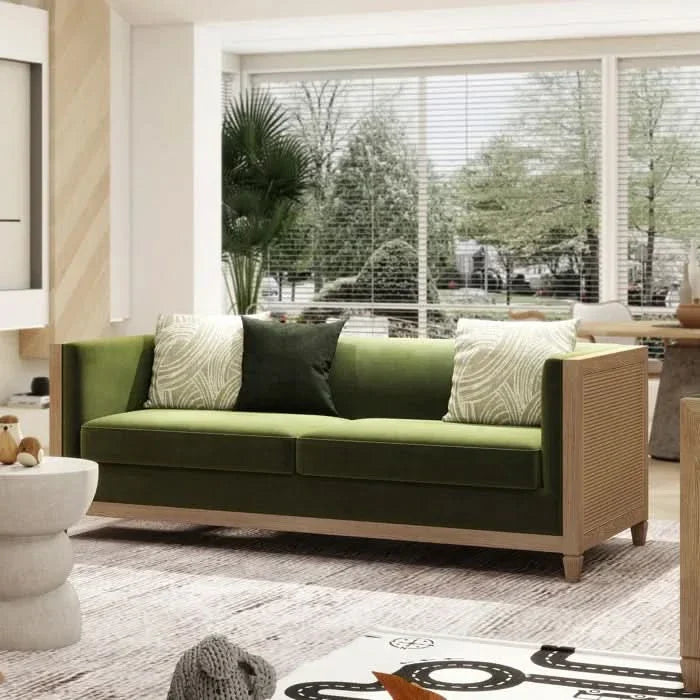 Performance Velvet Sofa – Olive Green 3-Seater for Modern Homes
