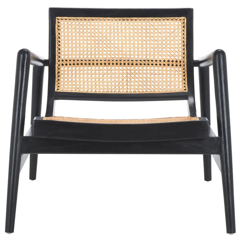 Wooden Rattan Accent Chair – Stylish Lounge Chair with Cane Back