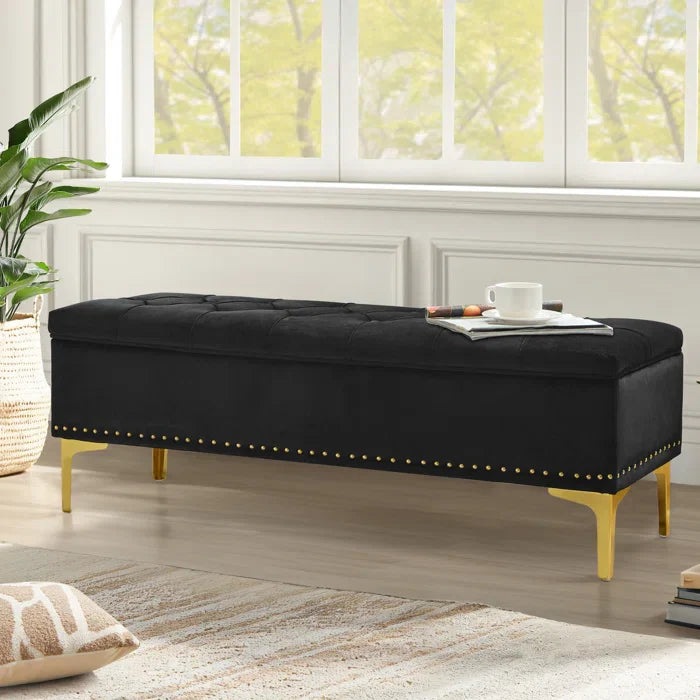Linen Upholstered Storage Bench - craft decor