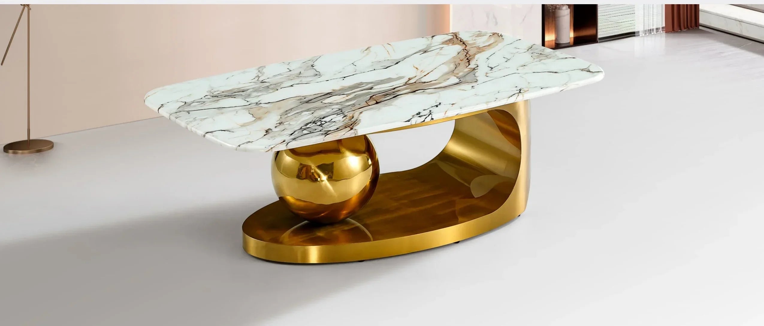 Numera Modern Marble Top Center Table - Wooden Empiro