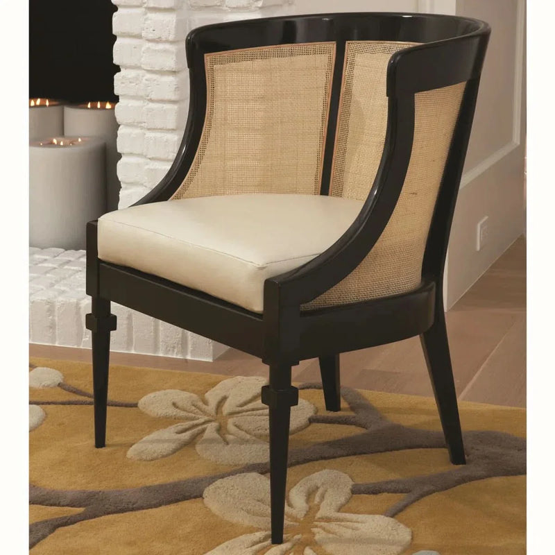 Cane Chair in Black Finish – Elegant Seating for Living Room