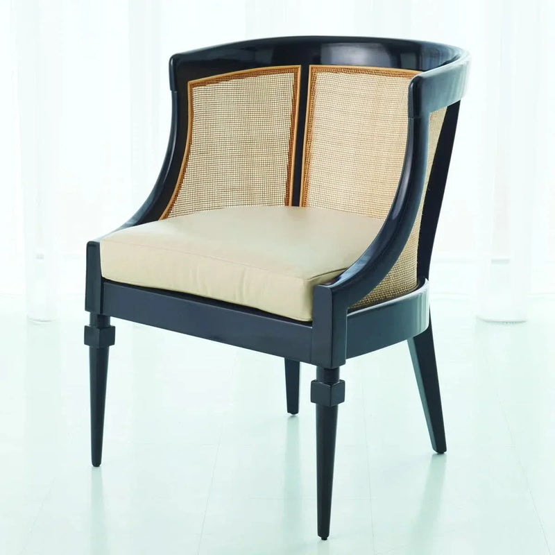 Cane Chair in Black Finish – Elegant Seating for Living Room