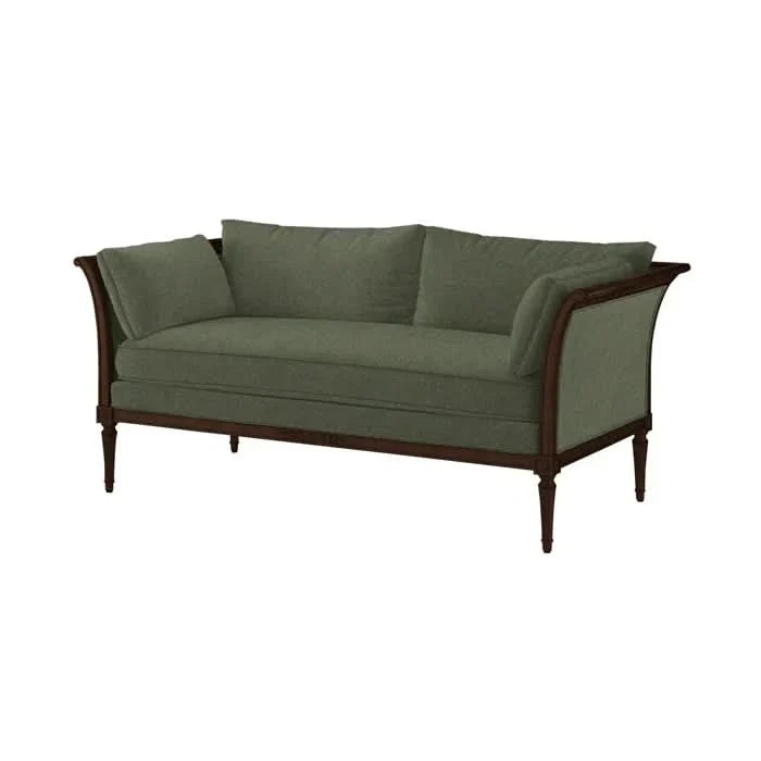 Hand-Carved Beechwood Settee with Upholstered Bench Seat