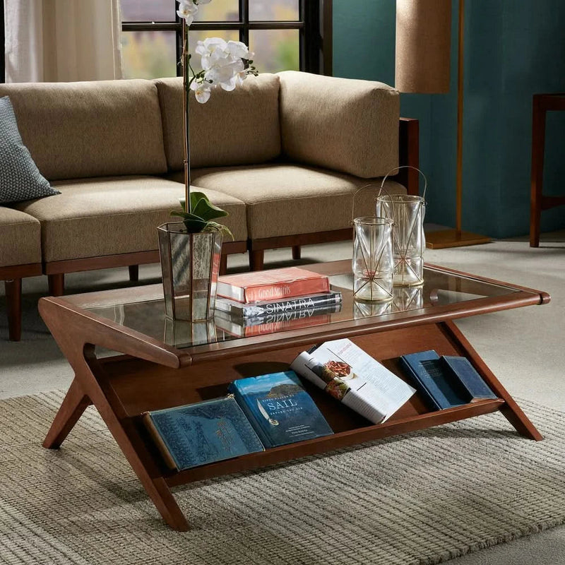 Zicode Rocket Wood & Tempered Glass Coffee Table