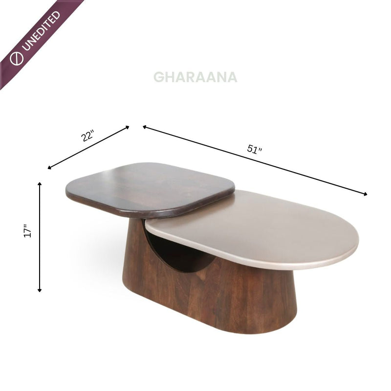 Bruno Solid Wood 2-Tier Center Table