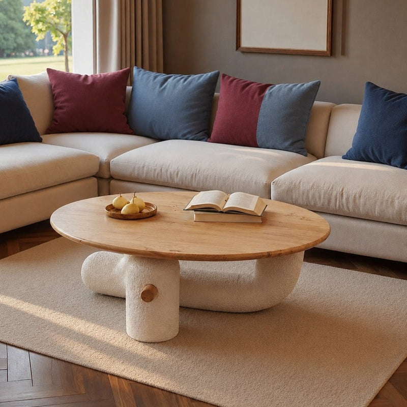 Aurum Round Stone Finish Coffee Table