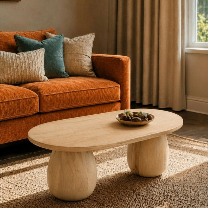 Akira Oval top Solid Wood Center Table - Centre Tables - Gharaana