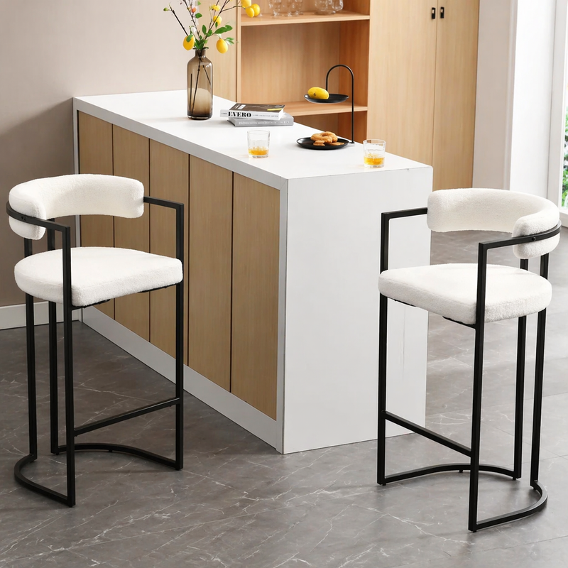 Modern Ivy Swivel Upholstered Hollow Counter and Bar Stool With Armrests And Footrests, Barrel High Bar Stools