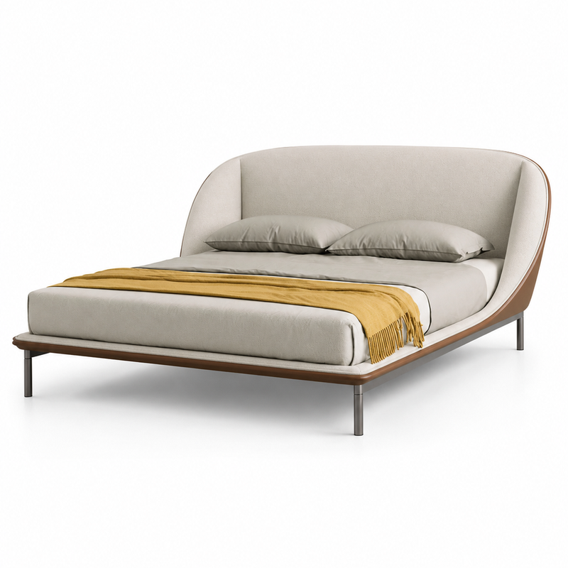 The Orelisse Bed — Luxury Curved Upholstered Bed with Wraparound Headboard