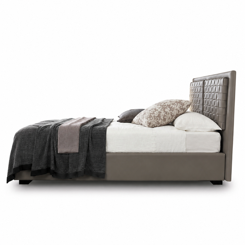 The Avenoire Bed — Luxury Upholstered Bed with Woven Panel Headboard