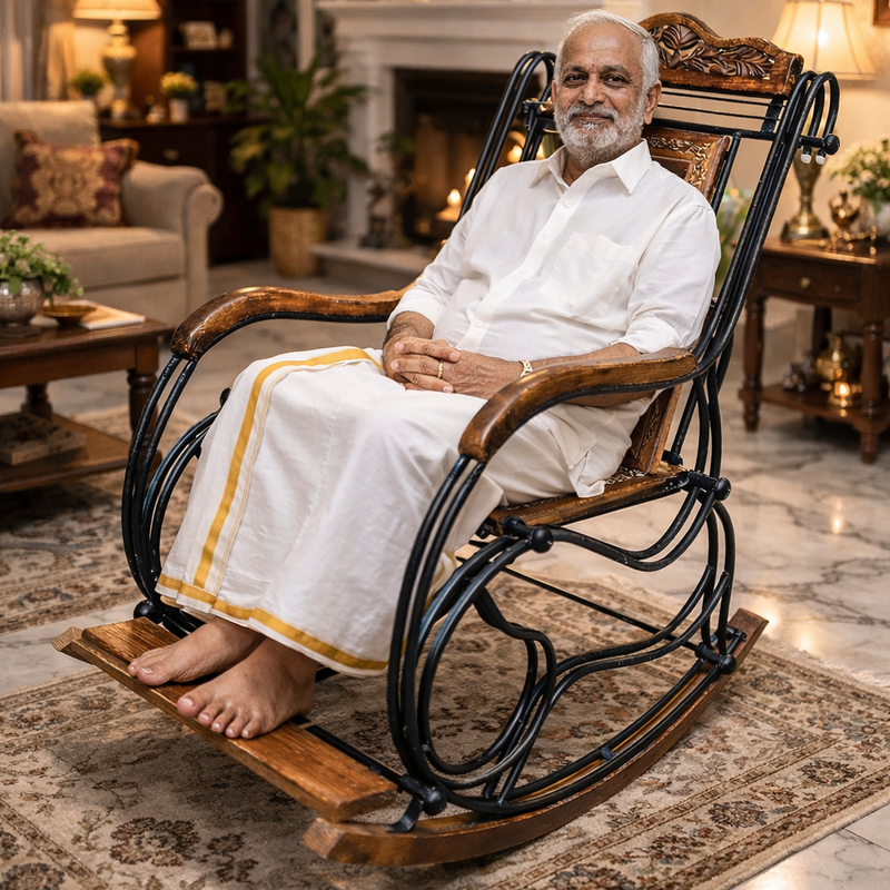 Wooden Empiro Wooden & Iron Rocking Chair Wooden Chair Swing Chair