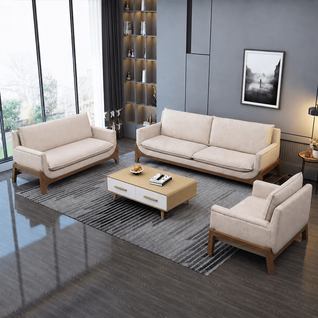 Raya Custom Wooden Upholstered Sofa - Sofas - Gharaana