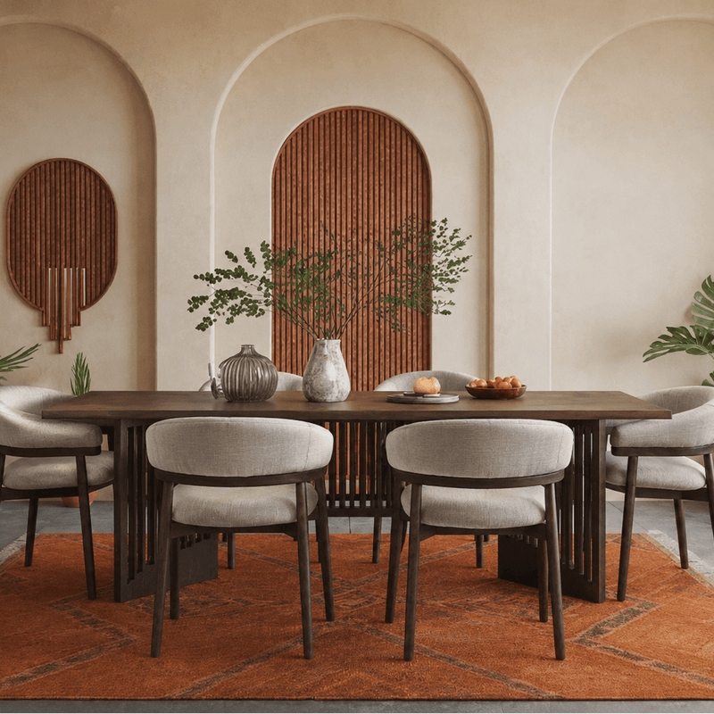 Rida Wooden Dining Table Set with chairs - Dining Set - Gharaana