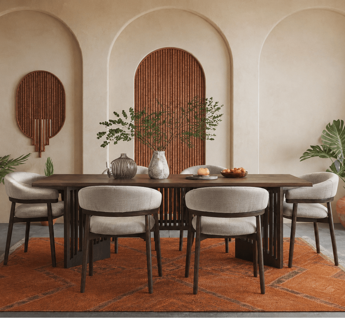 Rida Wooden Dining Table Set with chairs - Dining Set - Gharaana