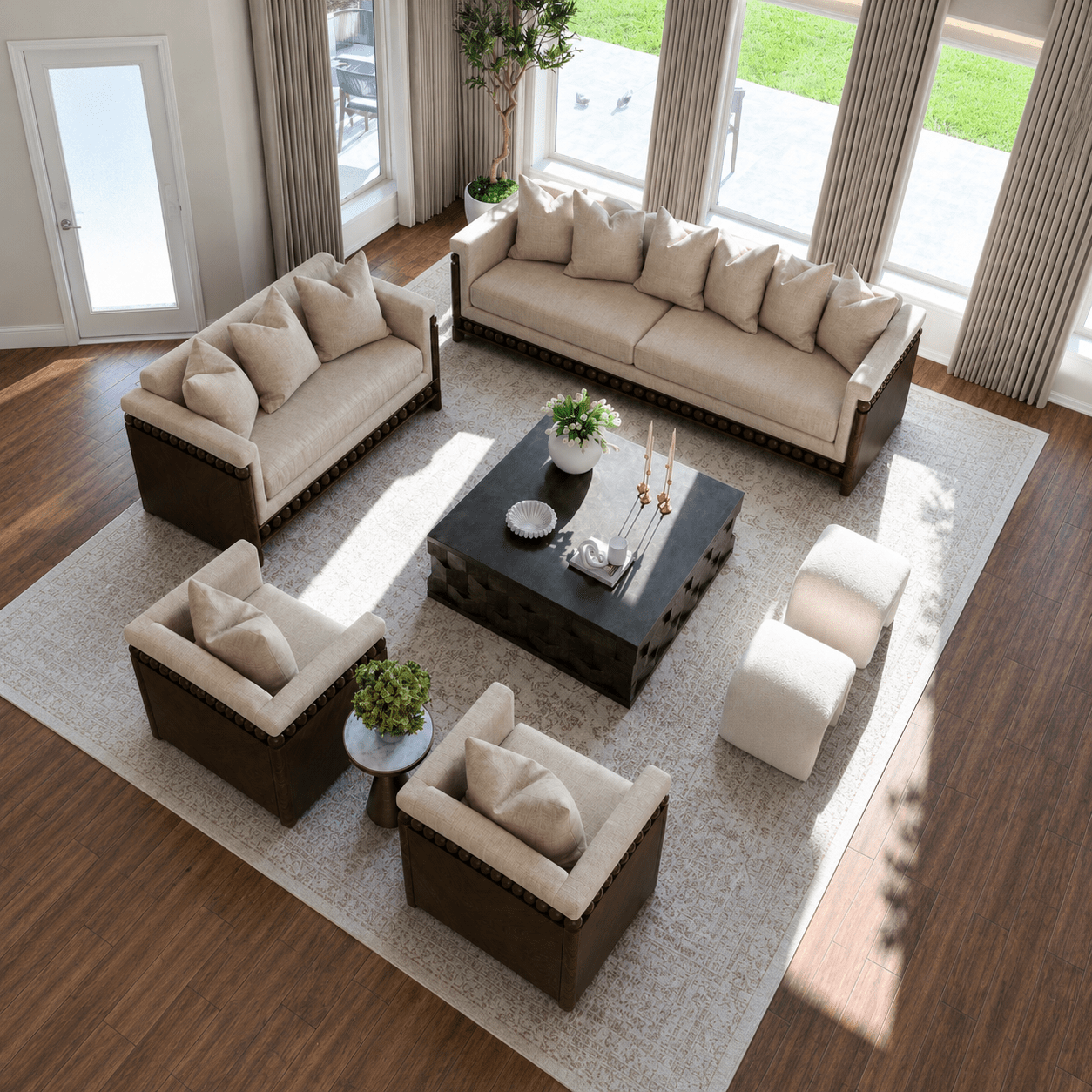 Pearl Wooden Upholstered Sofa - Sofas - Gharaana
