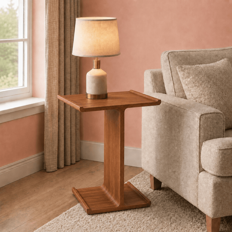 Bella T-shaped Wooden Side Table