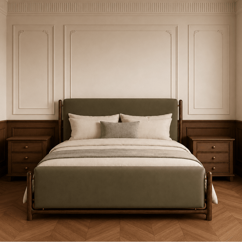 Hardik 100% Solid Wood Upholstered Bed
