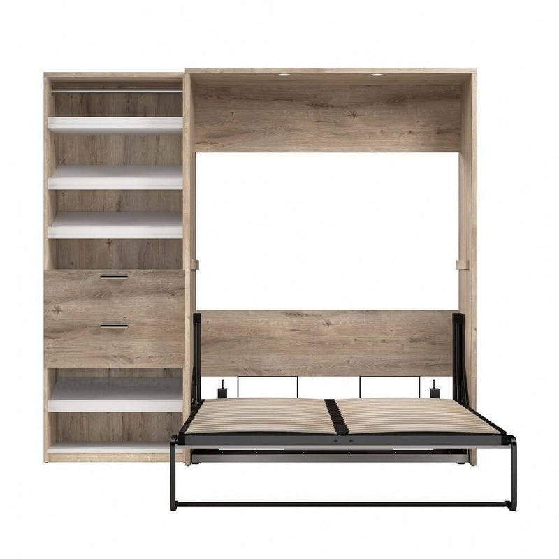 Lavim Full Murphy Bed and Shelving Unit with Drawers by Bestar