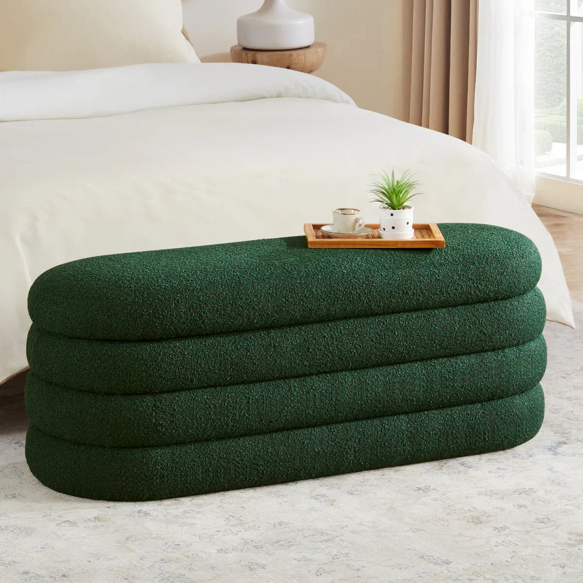 Efel  Polyester Upholstered Storage Bench - craft decor