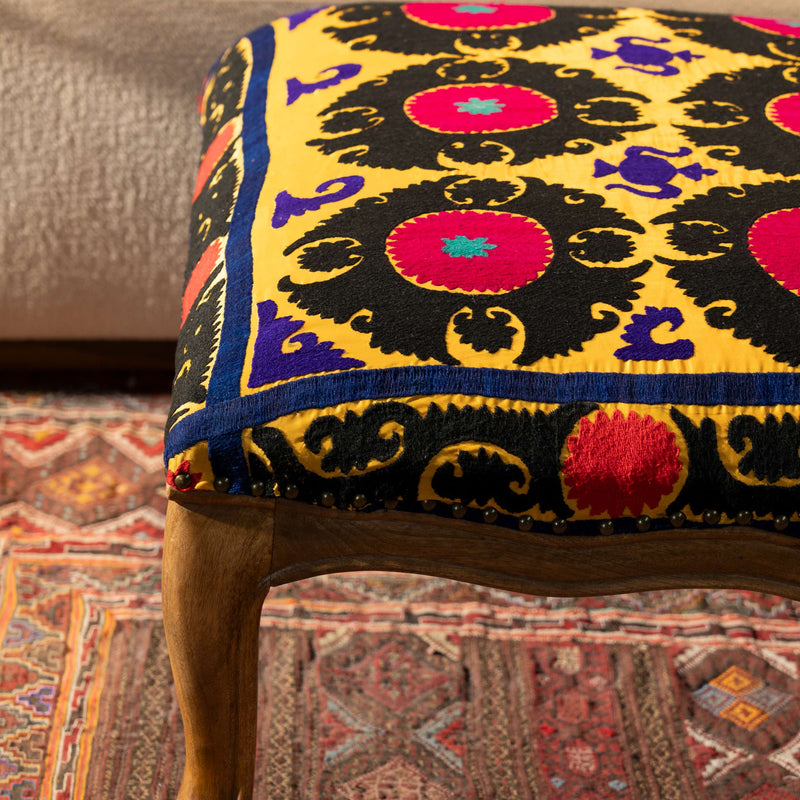 Suzani Ottoman - Yellow