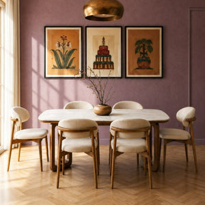 Leila Marble-Top Wooden Dining Table Set - Dining Set - Gharaana