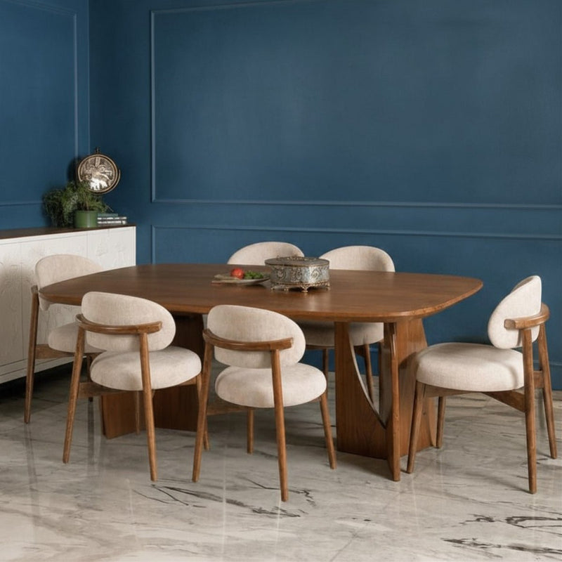 Crescent Wooden Dining Table Set - Dining Set - Gharaana