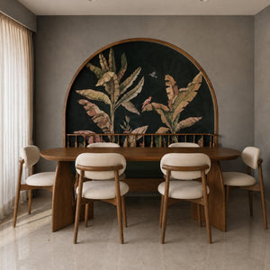 Crescent Wooden Dining Table Set - Dining Set - Gharaana