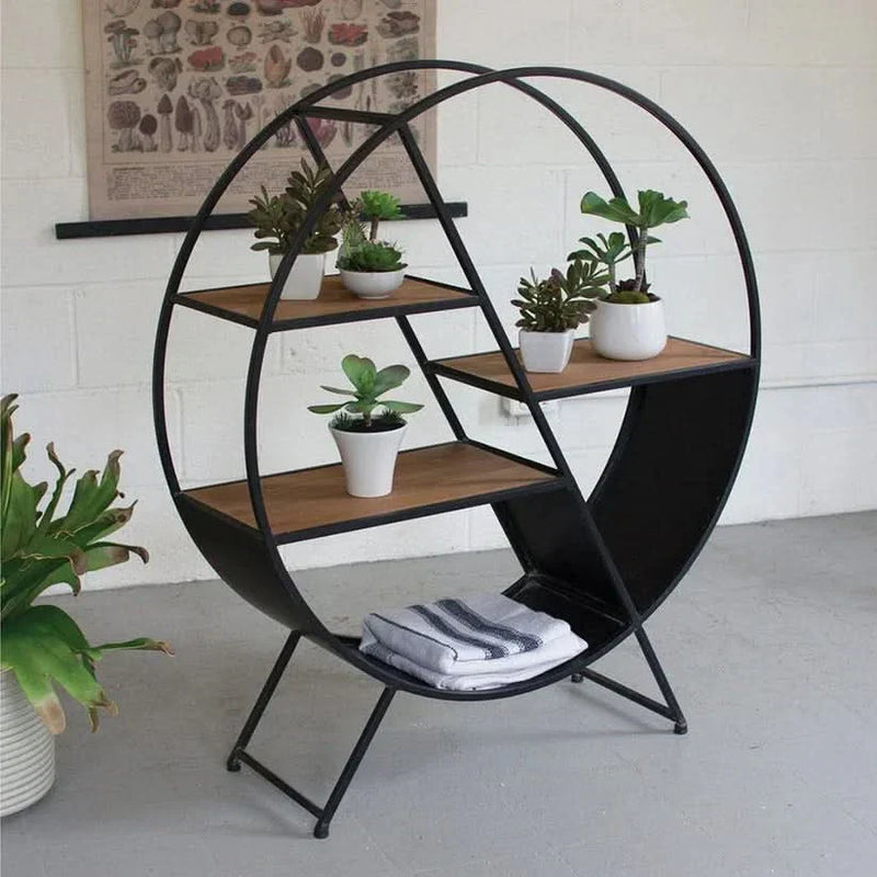 Display Rack In Iron And Solid Wood - Wooden Empiro